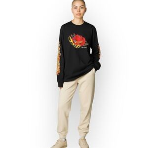 Teddy Fresh Crew Neck Long Sleeve Graphic Tee Black Small Made in USA Unisex S